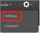 Capture d’écran montrant l’élément Settings sélectionné dans le menu Settings.