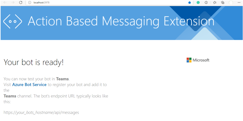 Capture d’écran de la page web qui affiche Votre bot est prêt&nbsp;!.