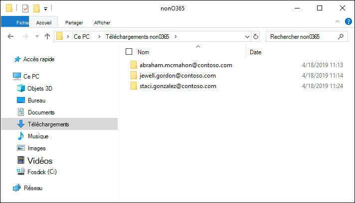 Structure de dossiers de chargement de données externes.