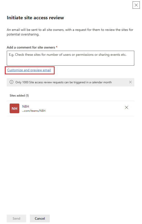 Personnaliser l’e-mail à envoyer aux propriétaires de site