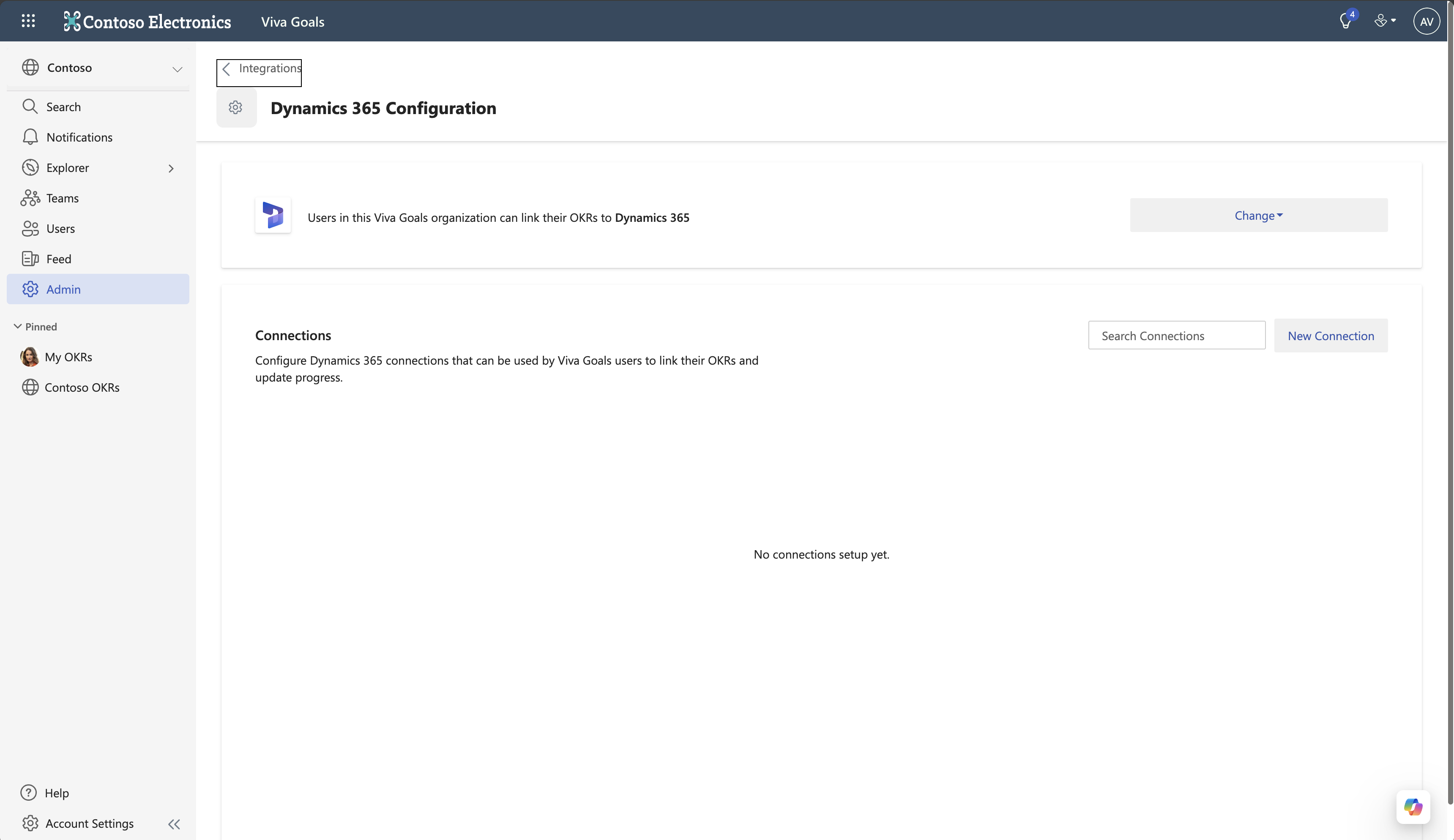 Capture d’écran montrant la page de détails de l’administrateur lors de la configuration de l’intégration Dynamics 365.