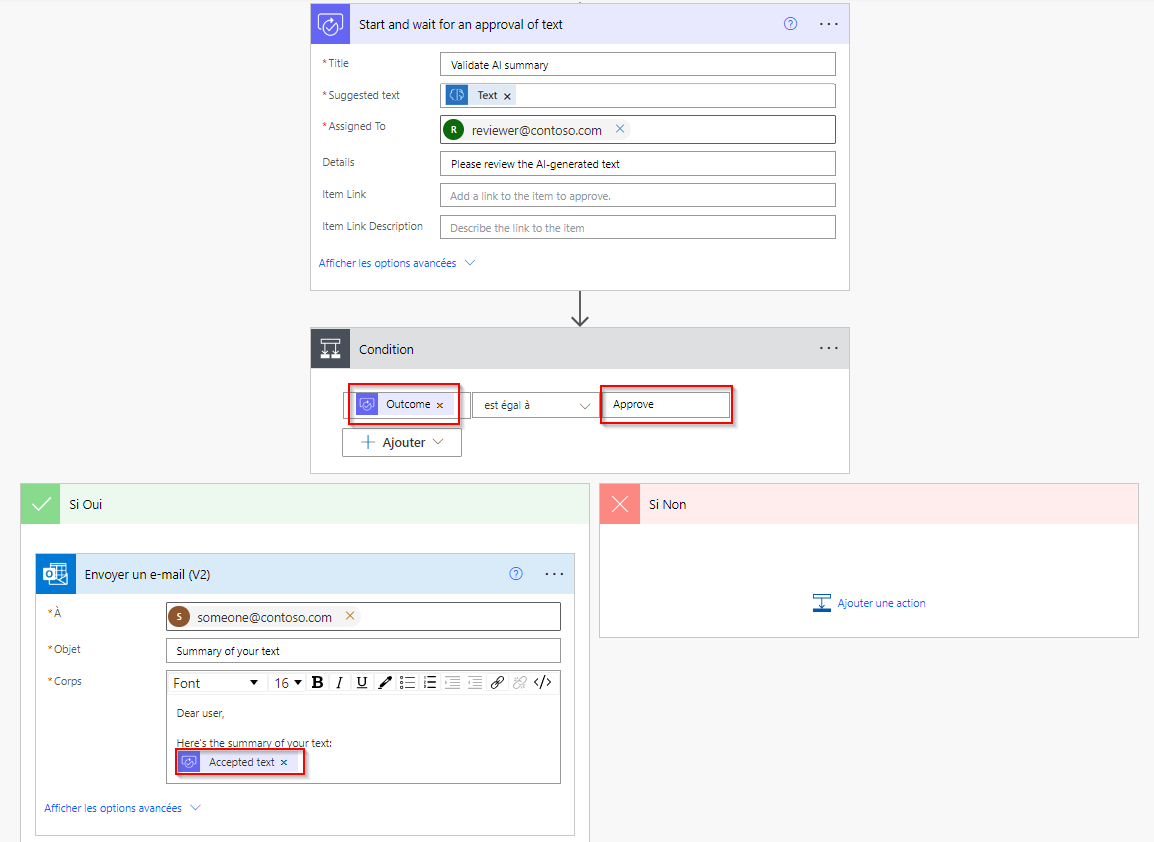 Capture d’écran de l’insertion de la surveillance humaine dans Power Automate.