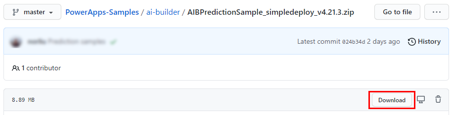 Capture d’écran de l’écran de téléchargement dans GitHub.