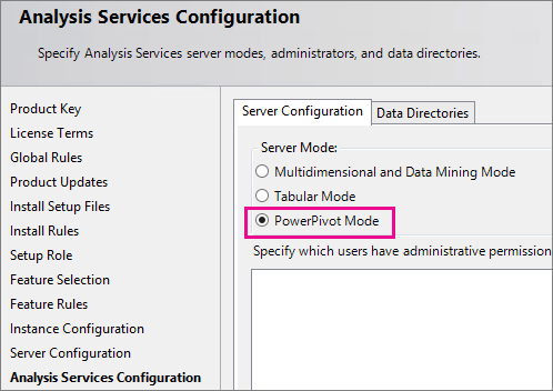 Configuration SQL - Page d’accueil Configuration Analysis Services
