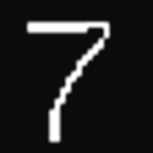 Zoom dans l'exemple du chiffre « 7 » est représenté dans le jeu de données MNIST