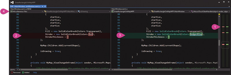 L’outil de comparaison de Visual Studio par défaut