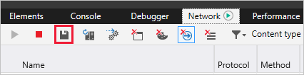 The Save Icon on the Microsoft Edge Dev Tools Network Tab