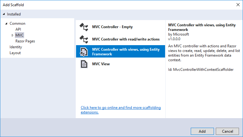 Boîte de dialogue Ajouter une échafaudage