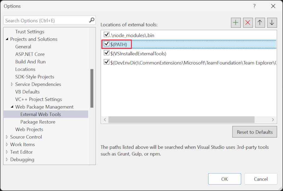 Configuration de Visual Studio