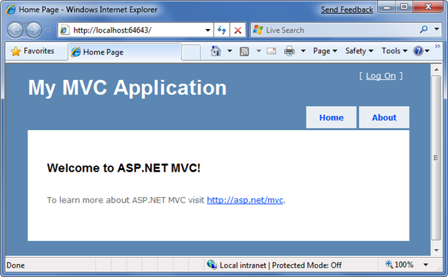Capture d’écran de la page d’accueil de l’application My M V C.
