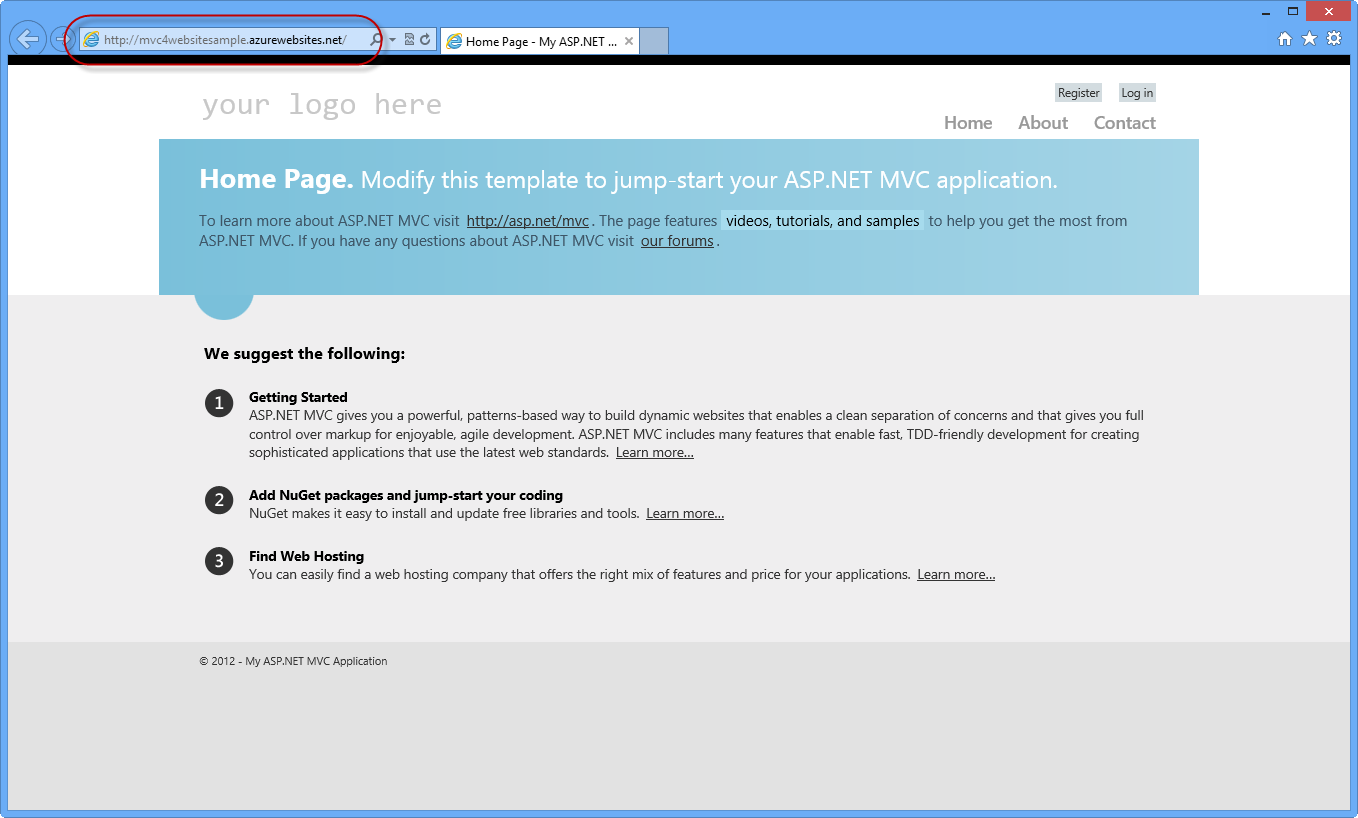 Application publiée sur Windows Azure Application publiée sur Windows Azure