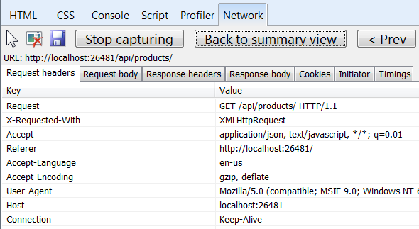 Capture d’écran de la boîte de dialogue de message de demande et de réponse DE TGH, montrant un exemple de réponse à une demande d’API individuelle.