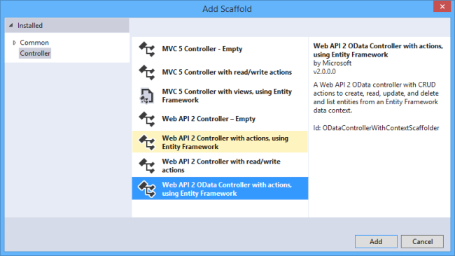 Capture d’écran de l’écran « Ajouter une structure », montrant le menu des options du contrôleur et mettant en évidence le contrôleur de données Web A P I2 O.