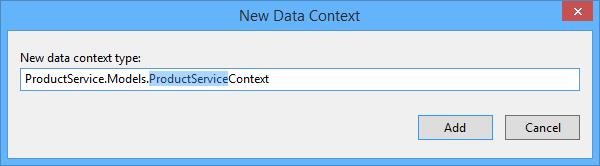 Capture d’écran de la fenêtre nouveau contexte de données, montrant un champ pour « nouveau type de contexte de données » et montrant le nom par défaut du type de contexte de données.