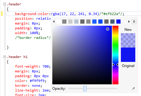 Opacité du sélecteur de couleurs Opacité du sélecteur de couleurs