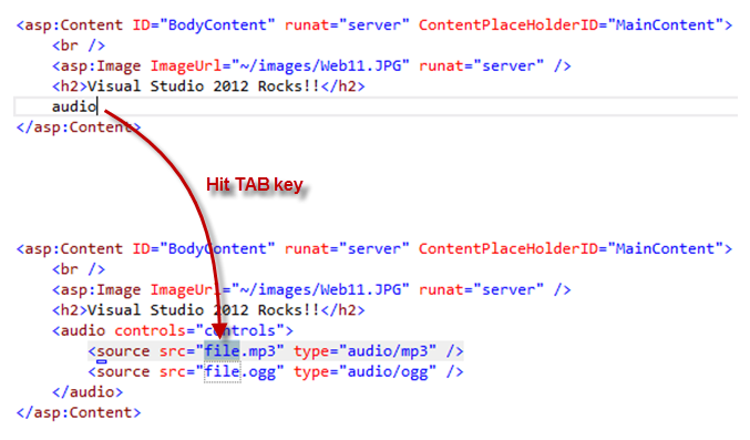 Insertion d’extraits de code HTML5 Insertion d’extraits de code HTML5