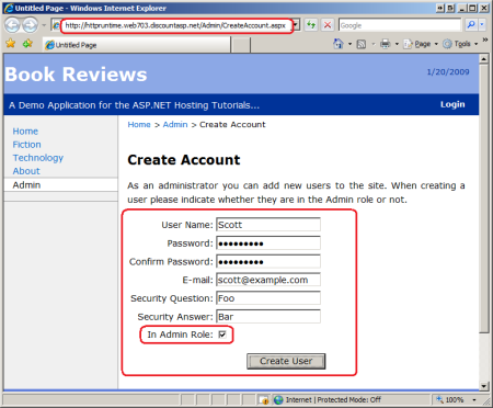 Capture d’écran montrant que les administrateurs peuvent créer de nouveaux comptes d’utilisateur.