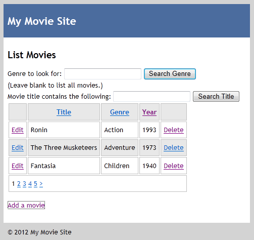 Application Finshed Movie montrant une liste de films