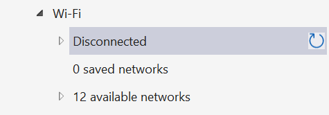 Paramètres Wi-Fi dans Visual Studio