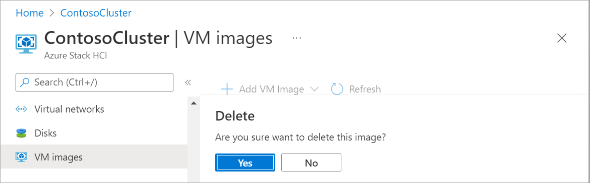 Capture d’écran montrant une invite pour confirmer la suppression.