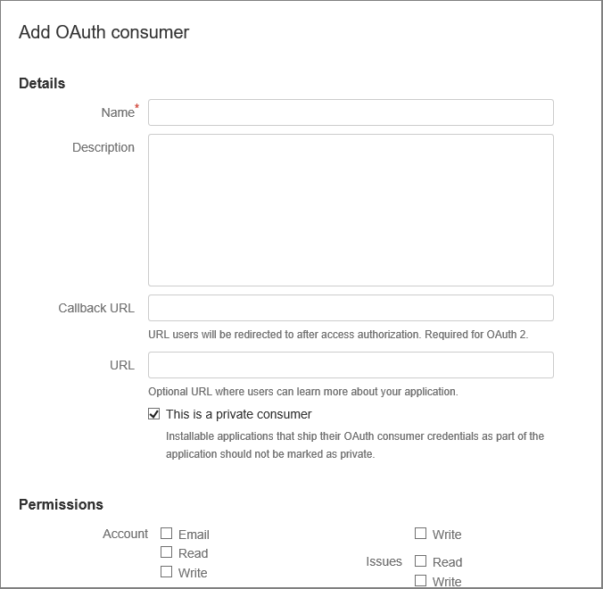 BitBucket - Ajouter un consommateur OAuth