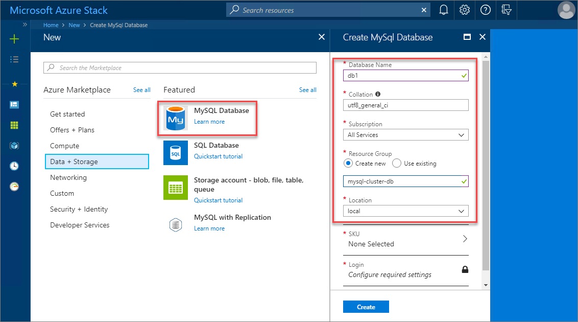 Créer une base de données&nbsp;MySQL dans le portail utilisateur Azure Stack Hub