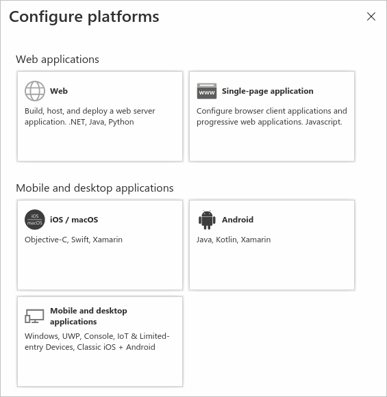 Capture d’écran du volet de configuration de la plateforme dans le portail Azure.