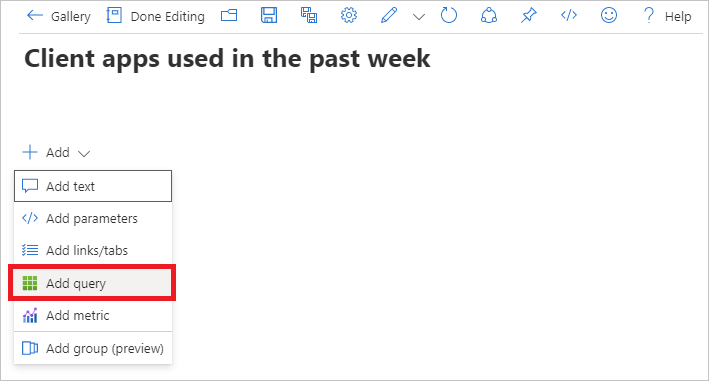 Capture d’écran de l’option de menu Ajouter une requête.