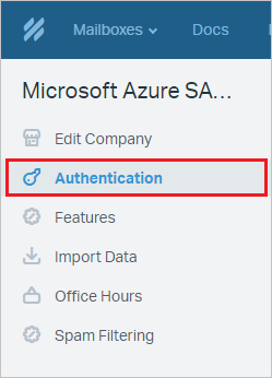 Screenshot shows Authentication selected.