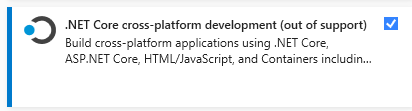 Capture d’écran du programme d’installation de Visual Studio, dans lequel l’onglet Charges de travail est sélectionné.