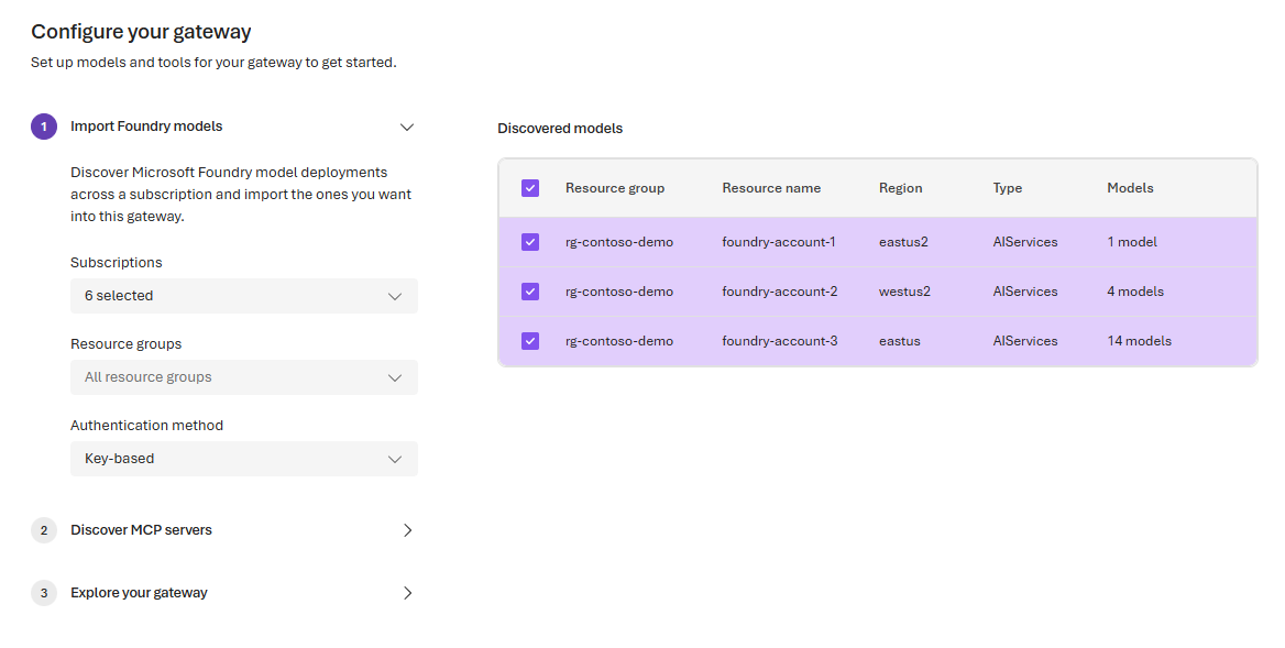 Une capture d’écran montrant plusieurs comptes Foundry sélectionnés avec des modèles à importer.