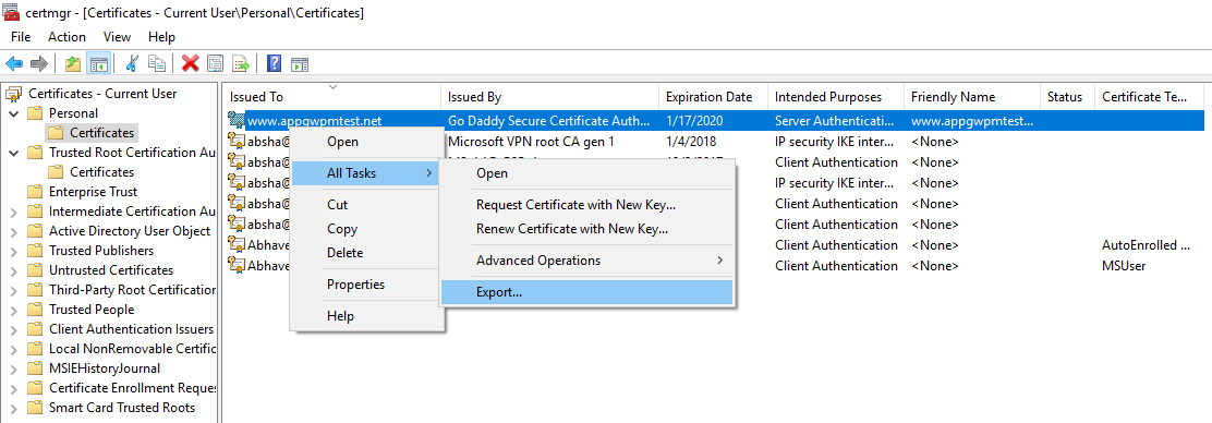 Exporter une chaîne de certificats d'autorité de certification clients  approuvés pour l'authentification client - Azure Application Gateway |  Microsoft Learn