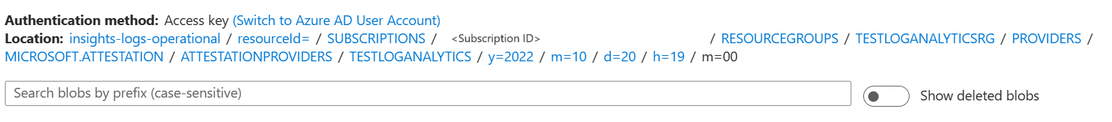 Capture d’écran de journaux d’activité dans l’expérience du Portail Azure.