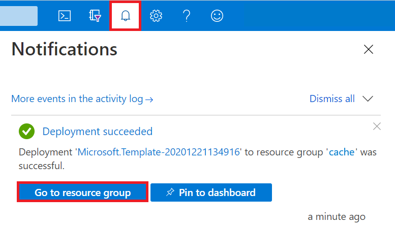 Notification de déploiement du portail Azure.