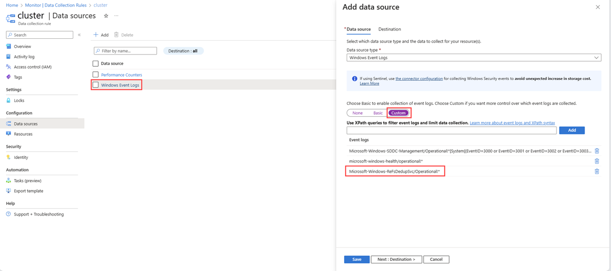 Capture d’écran montrant le canal d’événements ReFS répertorié.