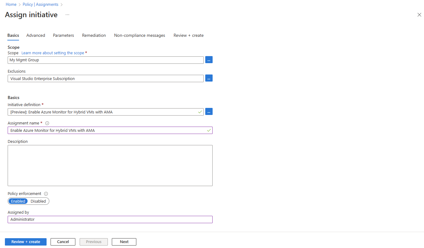 Capture d’écran montrant Attribuer une initiative.