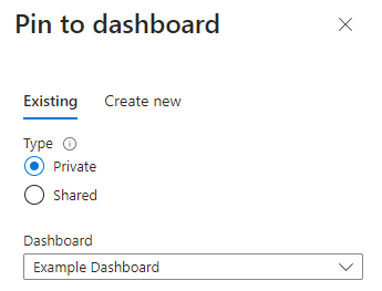Screenshot of Pin to dashboard options.