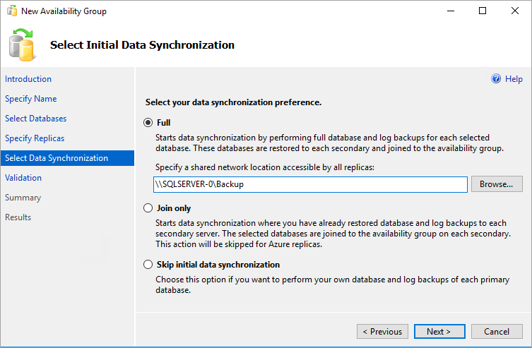 Capture d’écran montrant la sélection de l’option de synchronisation complète des données.