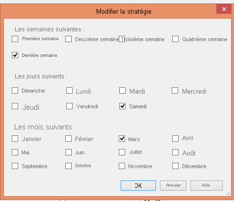 Capture d’écran montrant le panneau Modifier la stratégie.