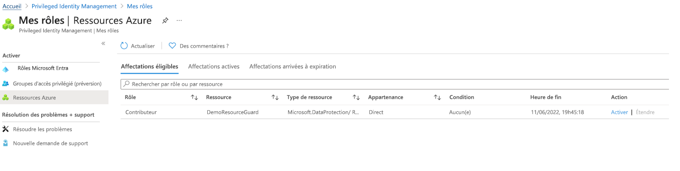 Screenshot showing to activate eligible assignments.