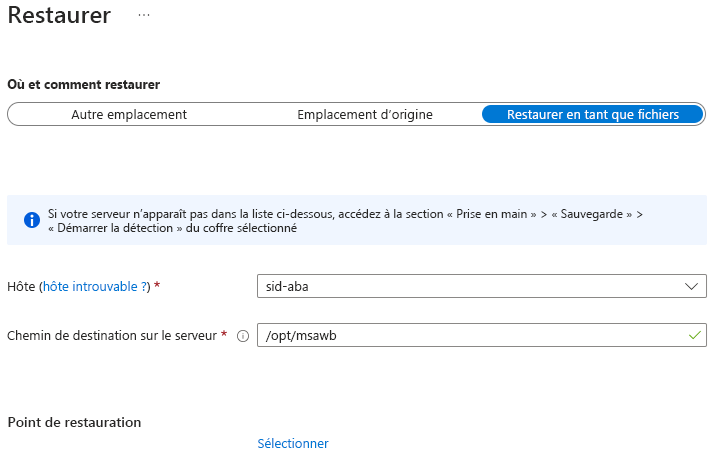 Capture d’écran montrant comment restaurer des fichiers.