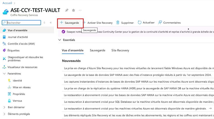 Capture d’écran montrant comment démarrer la sauvegarde de la base de données SAP.
