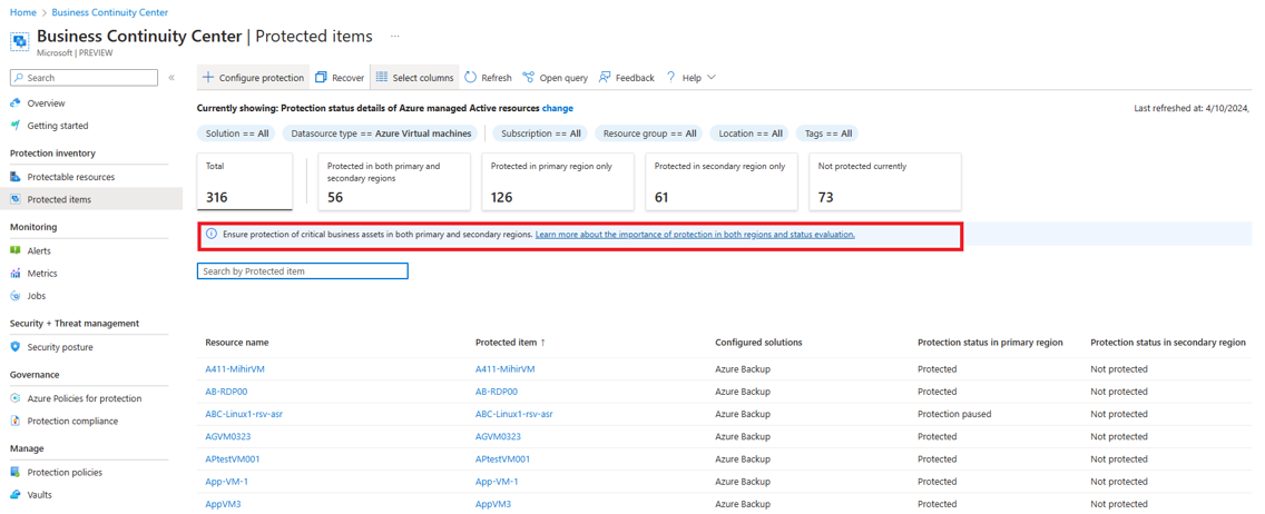Capture d’écran montrant plus d’informations sur l’affichage des éléments protégés et des conseils sur la sélection de la protection.
