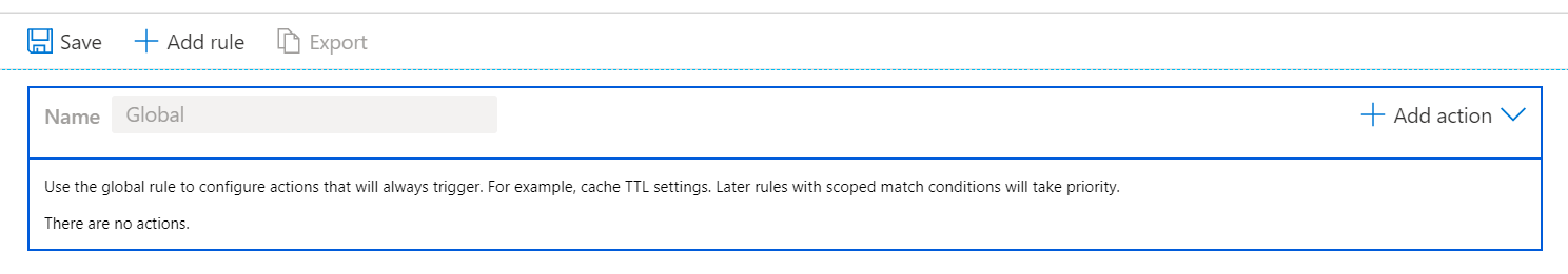 Azure CDN new rules page