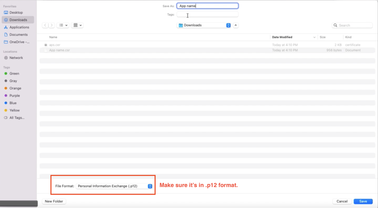 Screenshot of APNS Cert Configuration step 8.