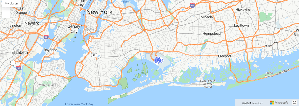 Capture d’écran d’un exemple de mappage de requête montrant des lignes pliées dans un multiligne. L’exemple est tous les pick-ups de taxi à 10 km de toutes les routes de Manhattan.