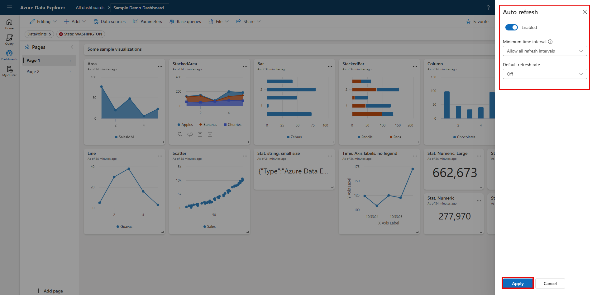 Capture d’écran montrant l’activation de l’actualisation automatique.