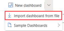 Capture d’écran d’un tableau de bord montrant l’option d’importation à partir d’un fichier.