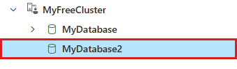 Capture d’écran de l’autre base de données sélectionnée dans le volet de connexion.