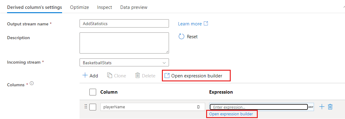 Open Expression Builder derive